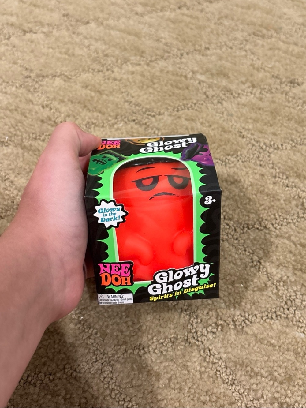 Schylling NeeDoh Glowy Ghost Glow in the Dark Squishy Toy Red New Sealed Auth